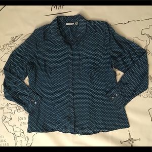 Halogen Silk Blend Patterned Blouse